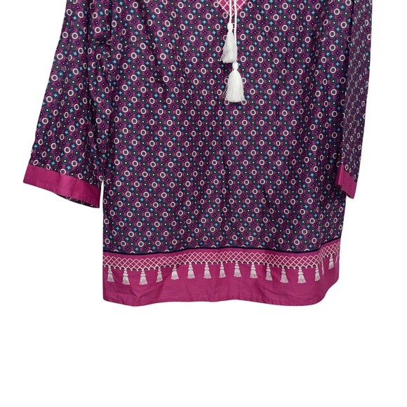 CHARTER CLUB Women's Boho 100% Cotton Tassel Tunic Pink/Berry Cool Top Size XL - Picture 5 of 16
